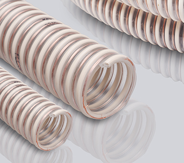923E 乳白色塑筋加强透明PU软管，带接地铜丝塑胶软管，耐磨损软管，防静电软管，油脂输送软管